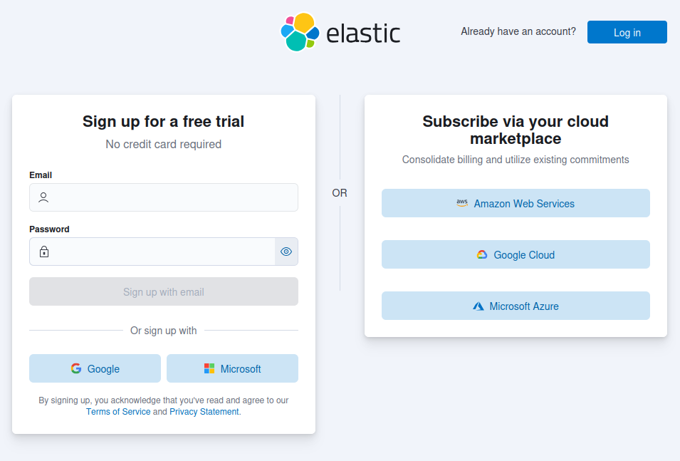 Elastic Cloud Sign Up